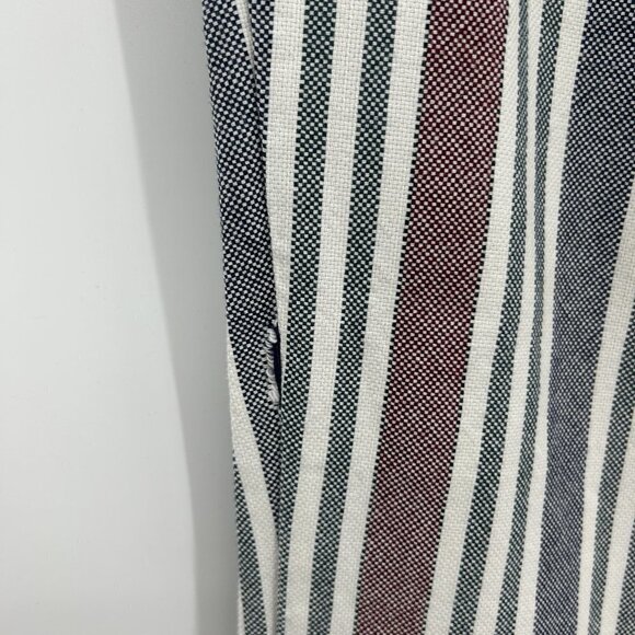FREE PEOPLE Red White Blue Striped Linen Cropped High Rise Pants Size 2 - Picture 8 of 8